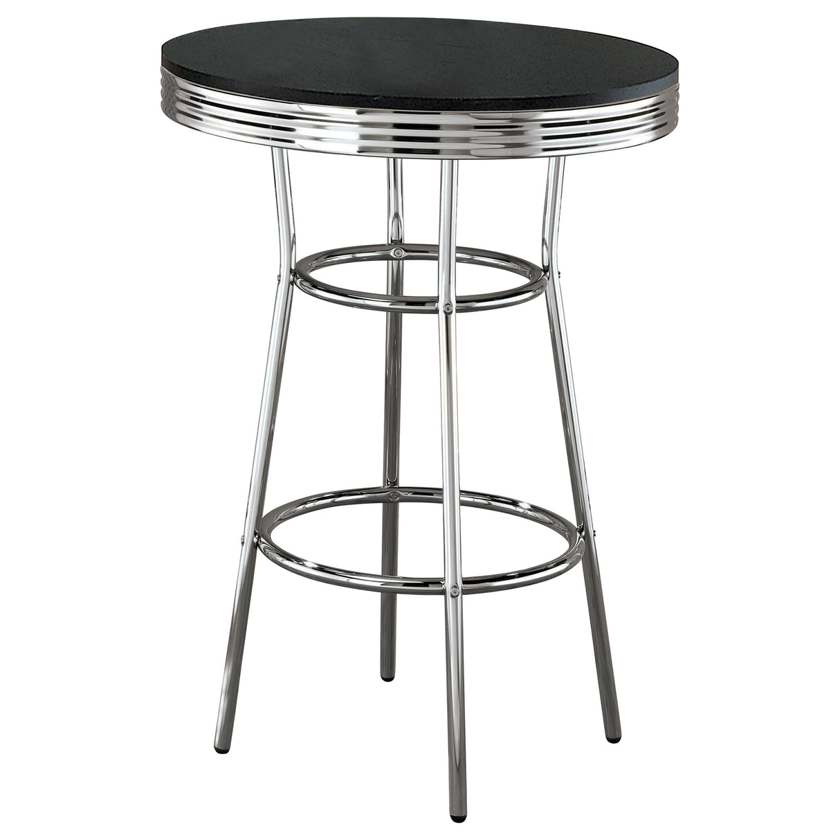 Retro Black 3-Piece Round 1950s Bistro Pub Bar Table Set