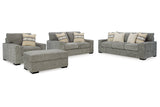 Dunmor Graphite Sofa, Loveseat, Oversized Chair and Ottoman