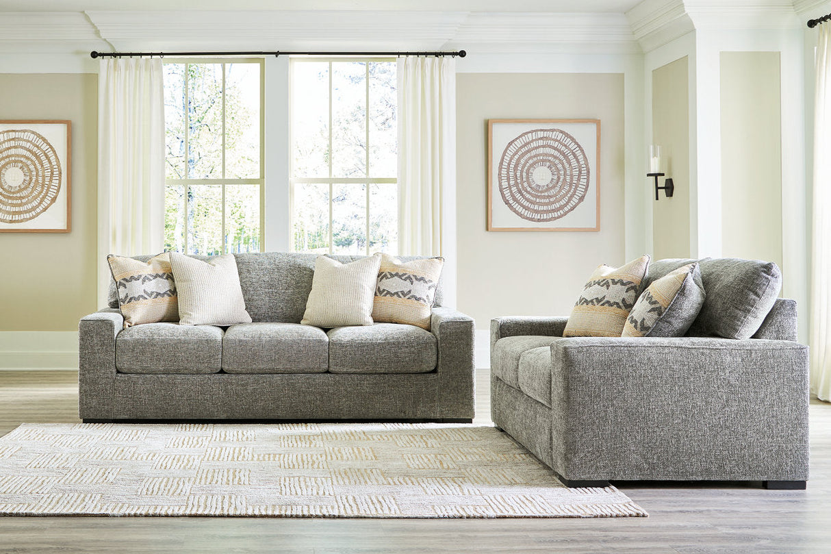 Dunmor Graphite Sofa, Loveseat, Oversized Chair and Ottoman