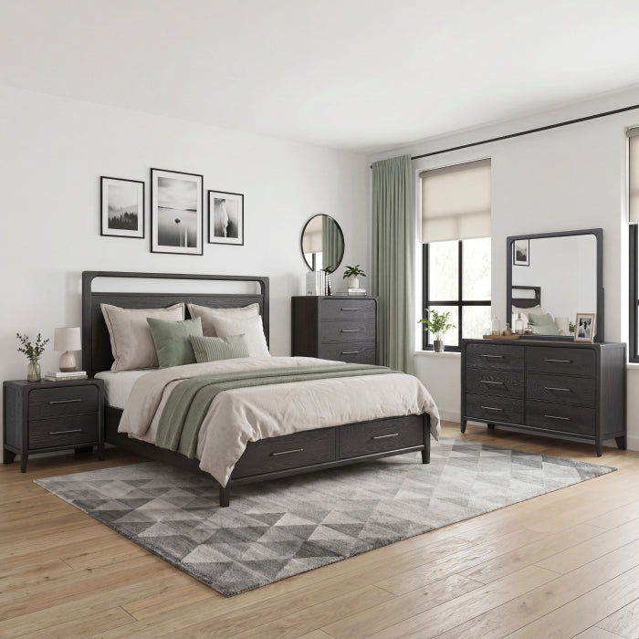 Elowen Black Queen Platform Bed with Footboard Storage by Homelegance at Eve Furniture