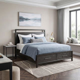 Elowen Black Queen Platform Bed with Footboard Storage by Homelegance at Eve Furniture
