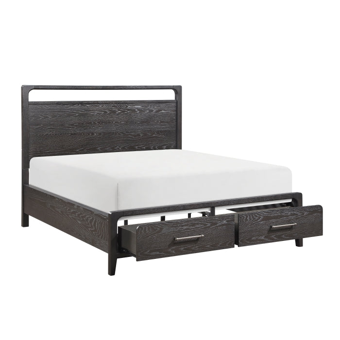Elowen Black Queen Platform Bed with Footboard Storage by Homelegance at Eve Furniture