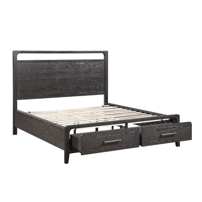 Elowen Black Queen Platform Bed with Footboard Storage by Homelegance at Eve Furniture