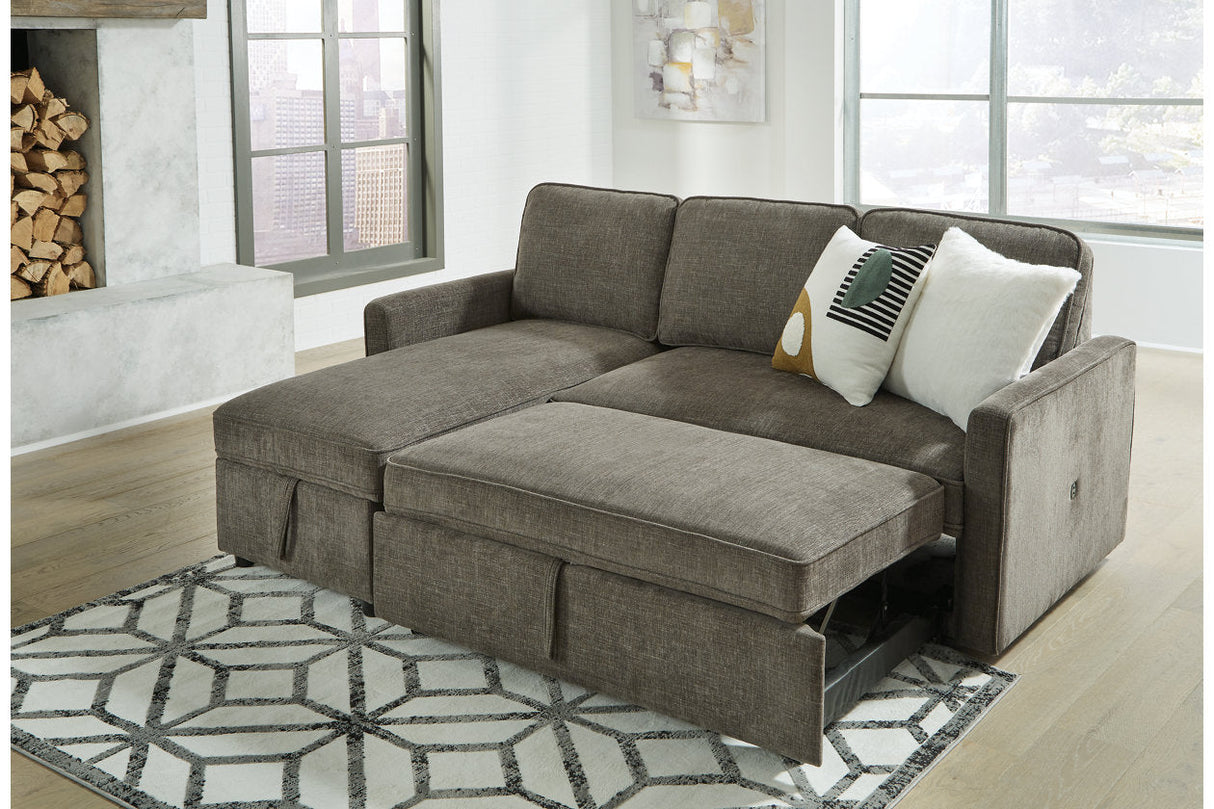 Kerle Charcoal 2-Piece LAF Chaise Sleeper Sectional