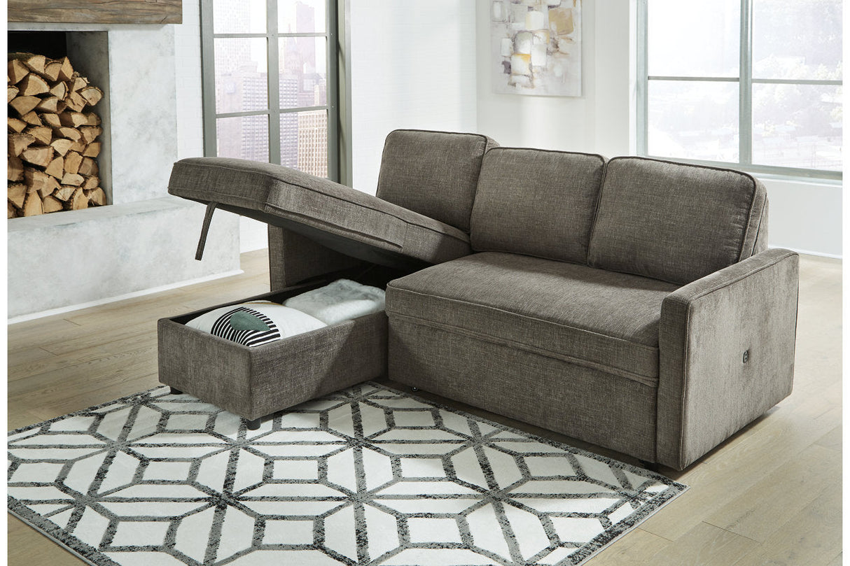 Kerle Charcoal 2-Piece LAF Chaise Sleeper Sectional