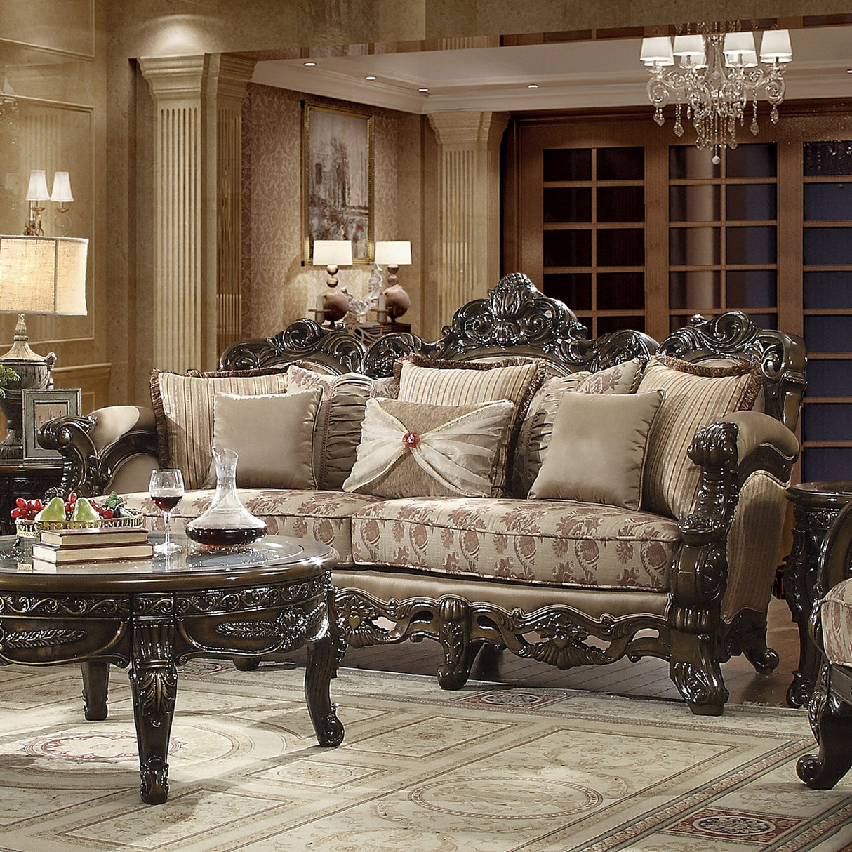 Homey Design HD-2658 Metallic Antique Gold/Perfect Brown Sofa