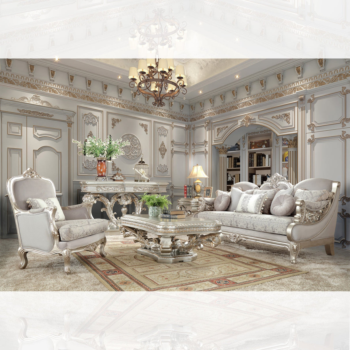 Homey Design HD-2662 Metallic Silver Sofa