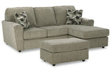 Cascilla Pewter Sofa Chaise and Ottoman