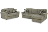 Cascilla Pewter Sofa Chaise and Loveseat