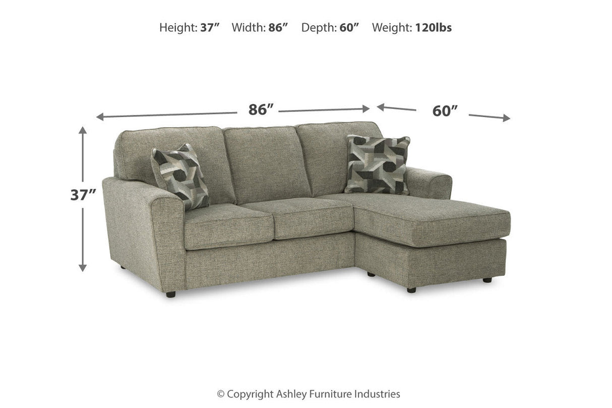 Cascilla Pewter Sofa Chaise and Ottoman