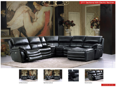 2711 Sectional with 3 Electric Recliners DARK GREY by ESF Furniture at Eve Furniture