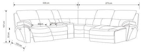 2711 Sectional with 3 Electric Recliners DARK GREY by ESF Furniture at Eve Furniture