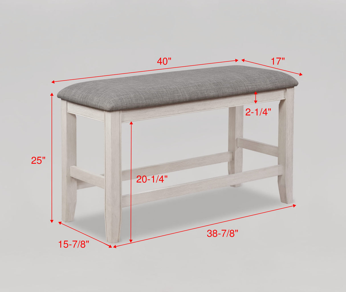 Fulton White Counter Height Dining Bench