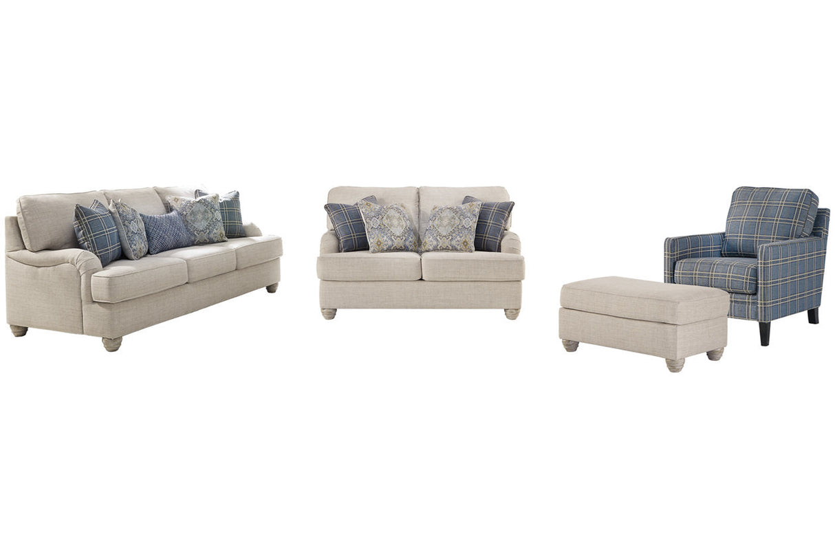 Traemore Linen Sofa, Loveseat, Chair, and Ottoman