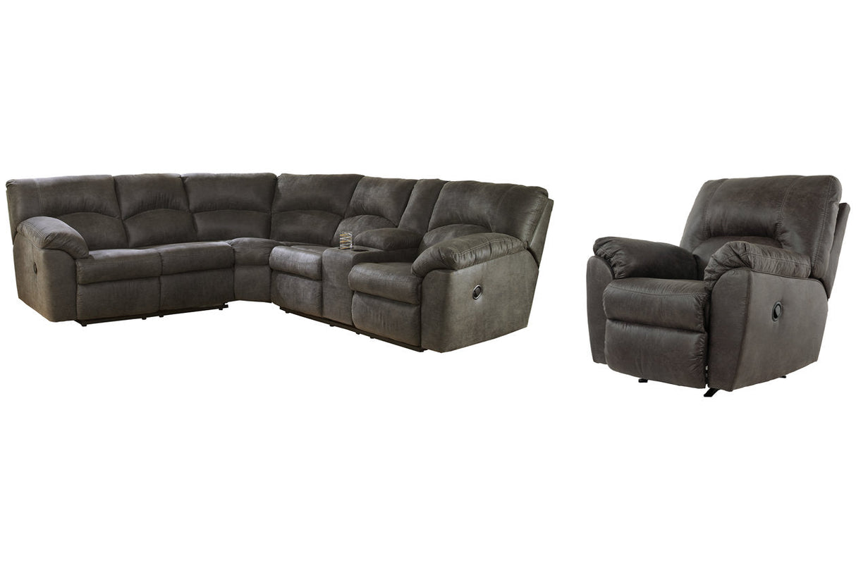 Tambo Pewter 2-Piece Sectional with Recliner