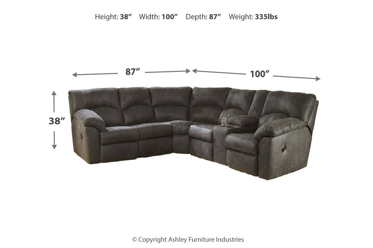 Tambo Pewter 2-Piece Sectional with Recliner