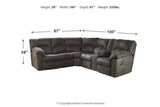 Tambo Pewter 2-Piece Sectional with Recliner