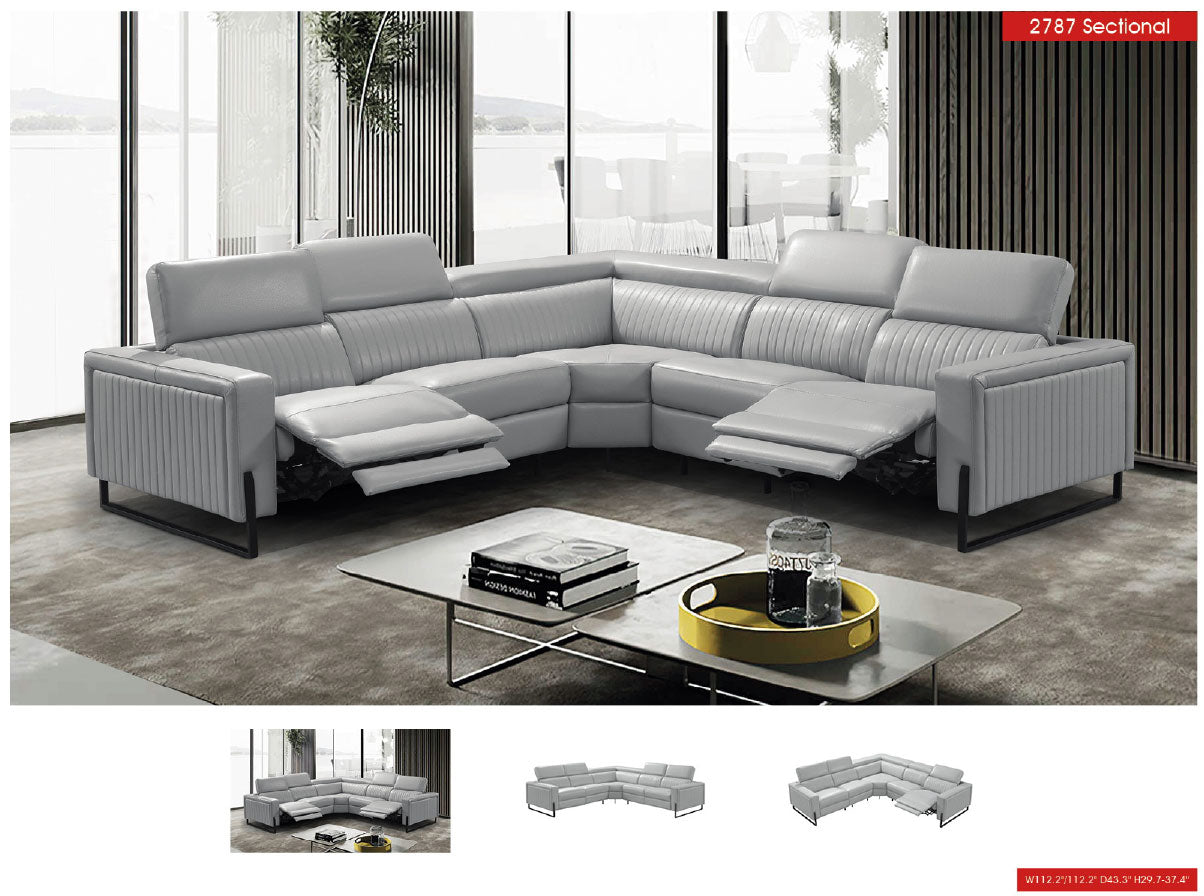 2787 Sectional with Recliners – Light Grey by ESF Furniture at Eve Furniture