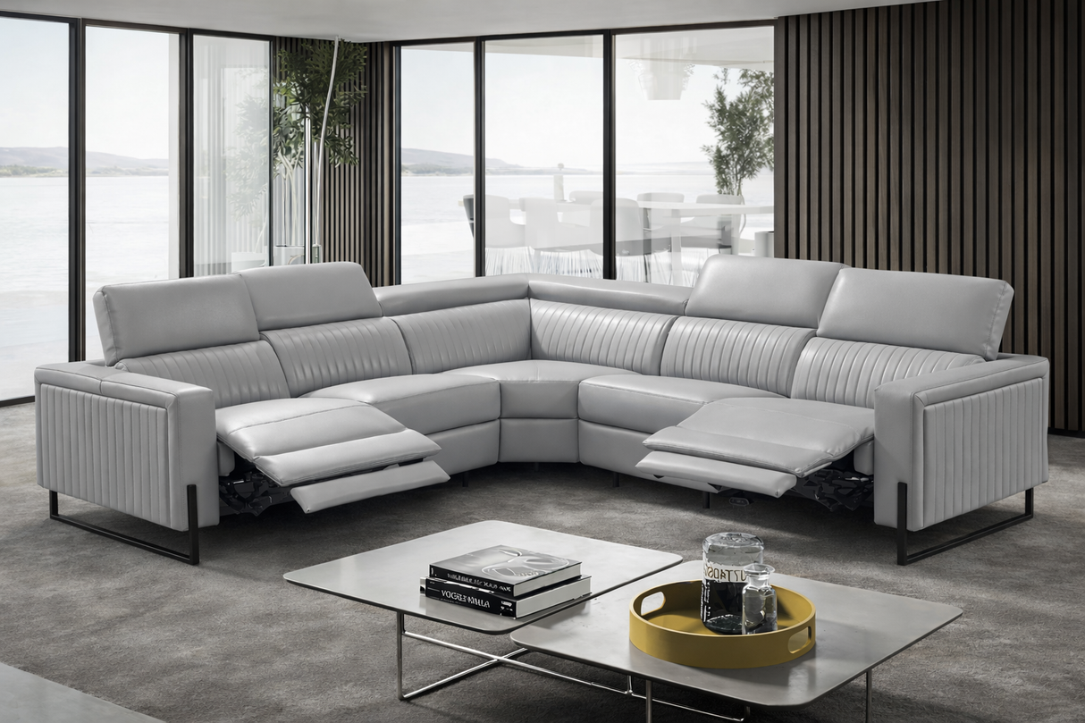 2787 Sectional with Recliners – Light Grey by ESF Furniture at Eve Furniture