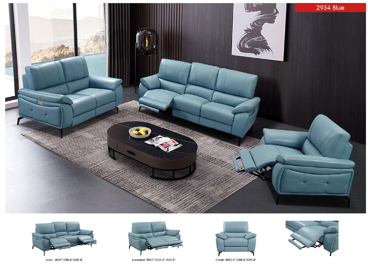 2934 Blue Chair w/ electric recliner by ESF Furniture at Eve Furniture