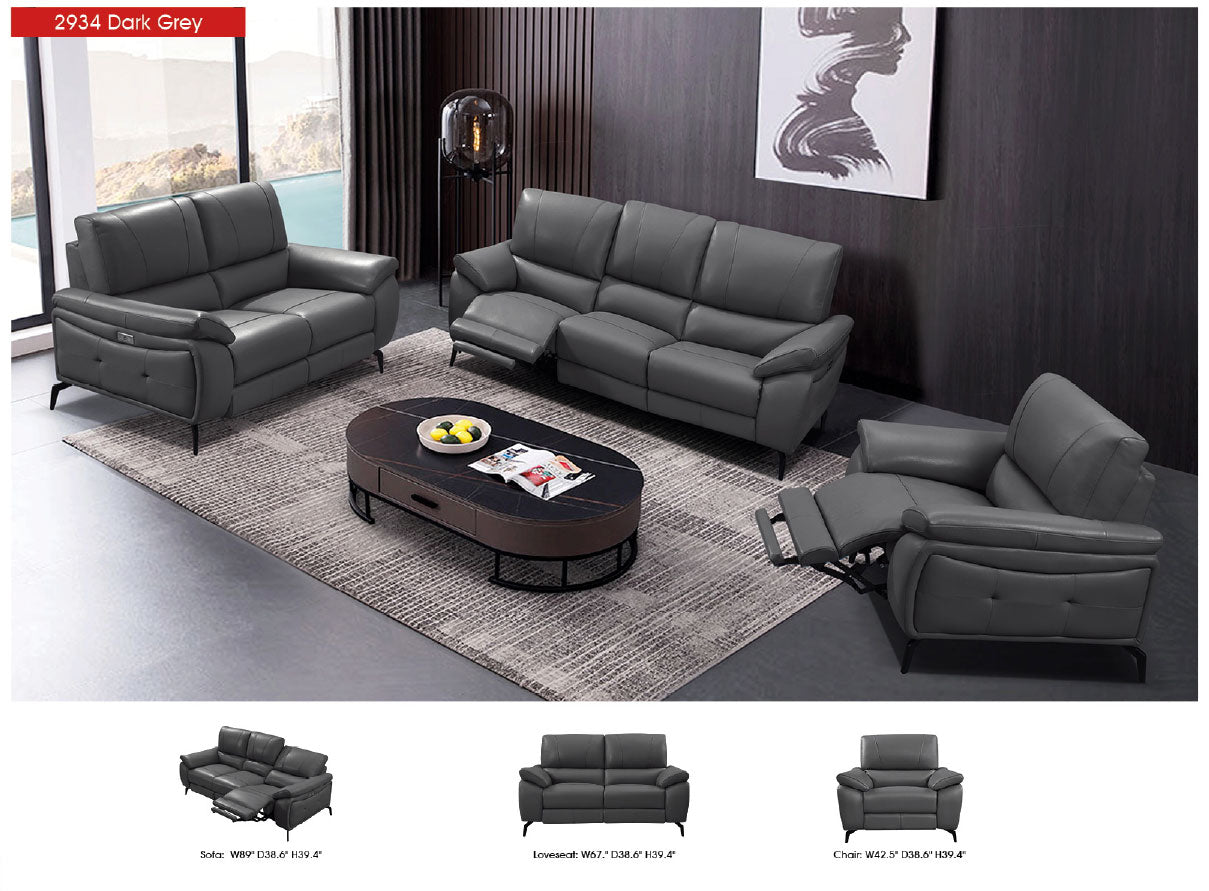 2934 Dark Grey w/ electric recliners by ESF Furniture at Eve Furniture