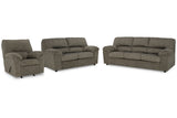 Norlou Flannel Sofa, Loveseat and Recliner