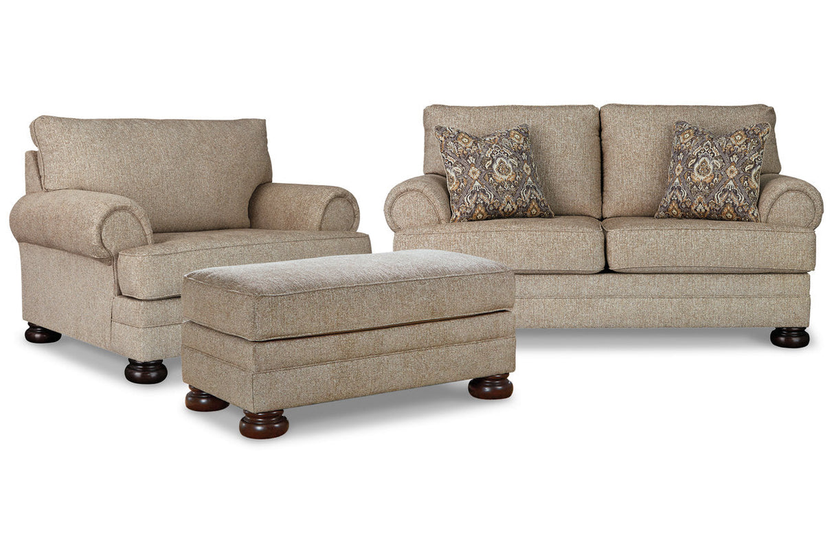 Kananwood Oatmeal Loveseat with Oversized Chair and Ottoman