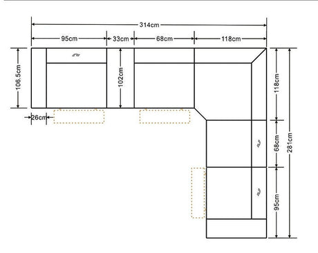 Franco Light Blue 6-Piece 2 Power Reclining Sectional by New Era Innovations at Eve Furniture