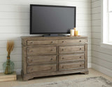 3-Piece Highland Park Vanity Set, Waxed Driftwood (Vanity Desk, Tri-fold Mirror and Bench)