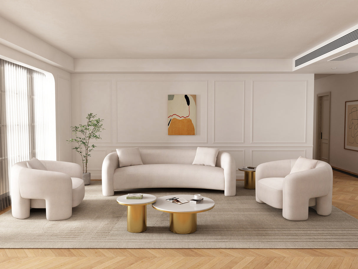 3-Piece Sylvia Sofa and Accent Chair in Angora by Manhattan Comfort at Eve Furniture