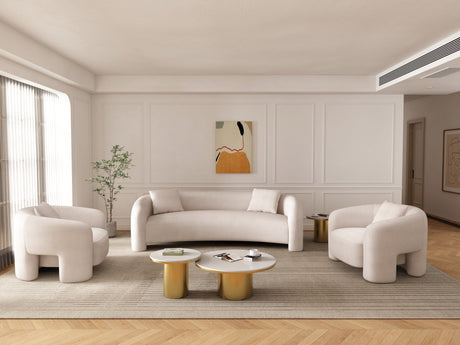3-Piece Sylvia Sofa and Accent Chair in Angora by Manhattan Comfort at Eve Furniture