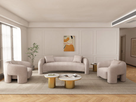 3-Piece Sylvia Sofa and Accent Chair in Gold Dust by Manhattan Comfort at Eve Furniture