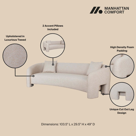 3-Piece Sylvia Sofa and Accent Chair in Gold Dust by Manhattan Comfort at Eve Furniture