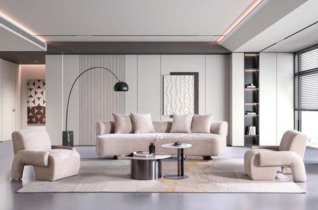 3-Piece Verandah 112" XL Sofa and 2 Accent Chairs in Beige by Manhattan Comfort at Eve Furniture