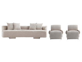 3-Piece Verandah 112" XL Sofa and 2 Accent Chairs in Beige by Manhattan Comfort at Eve Furniture