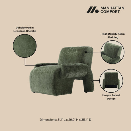 3-Piece Verandah 112" XL Sofa and 2 Accent Chairs in Olive Green by Manhattan Comfort at Eve Furniture
