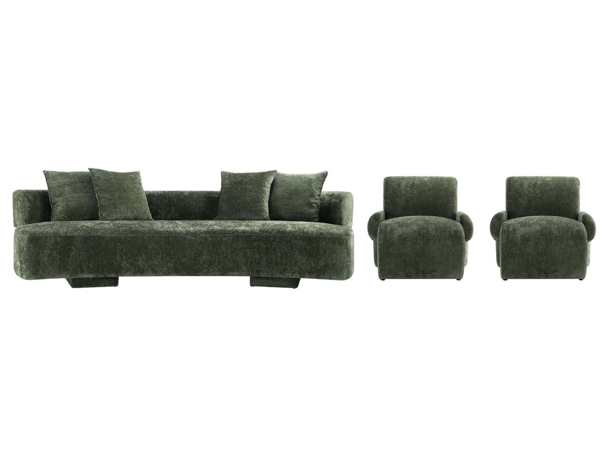 3-Piece Verandah 112" XL Sofa and 2 Accent Chairs in Olive Green by Manhattan Comfort at Eve Furniture