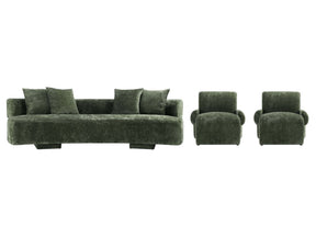 3-Piece Verandah 112" XL Sofa and 2 Accent Chairs in Olive Green by Manhattan Comfort at Eve Furniture