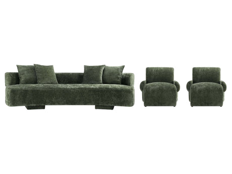 3-Piece Verandah 112" XL Sofa and 2 Accent Chairs in Olive Green by Manhattan Comfort at Eve Furniture