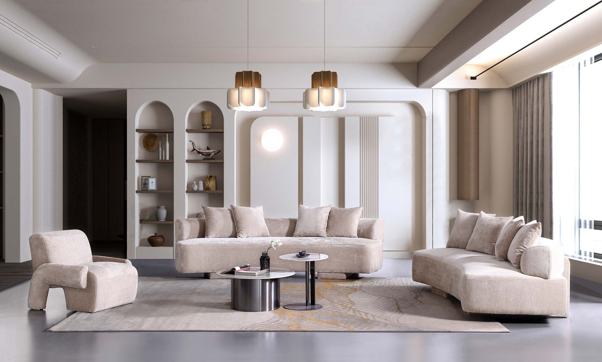 3-Piece Verandah 90.6" Sofa, 112" XL Sofa and Accent Chair in Beige by Manhattan Comfort at Eve Furniture