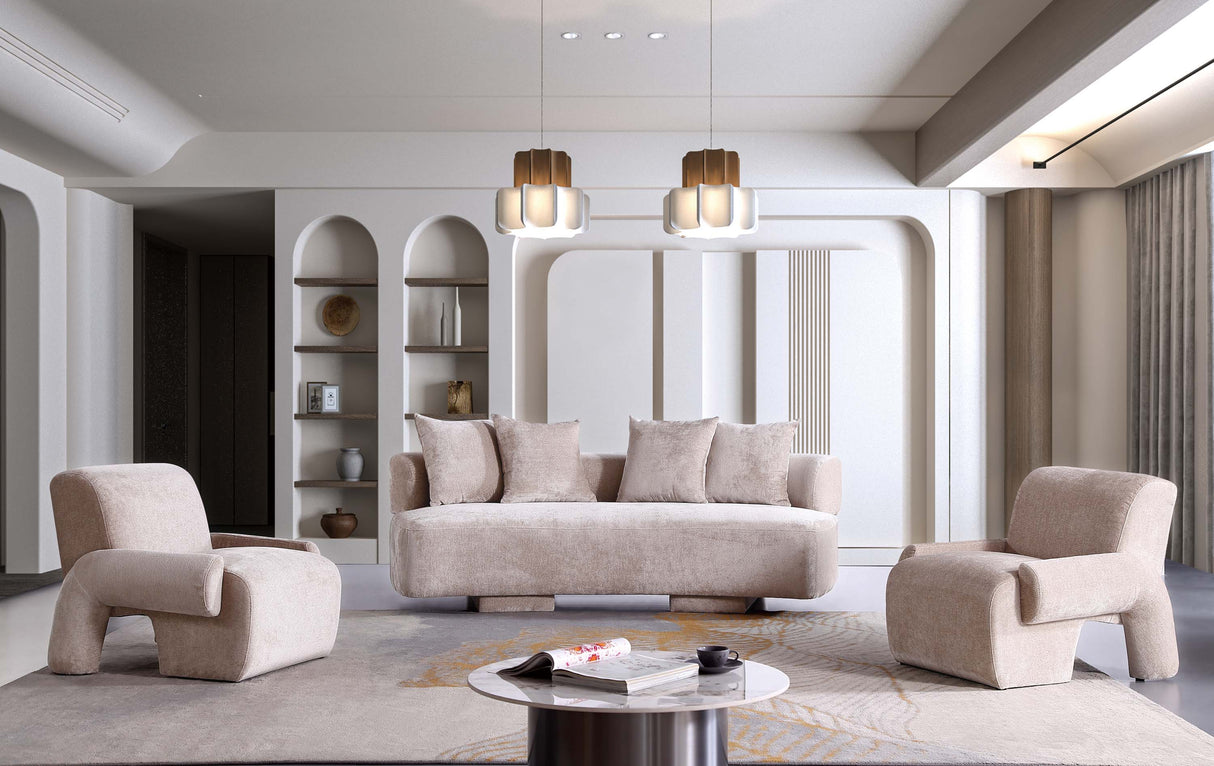 3-Piece Verandah 90.6" Sofa and 2 Accent Chairs in Beige by Manhattan Comfort at Eve Furniture