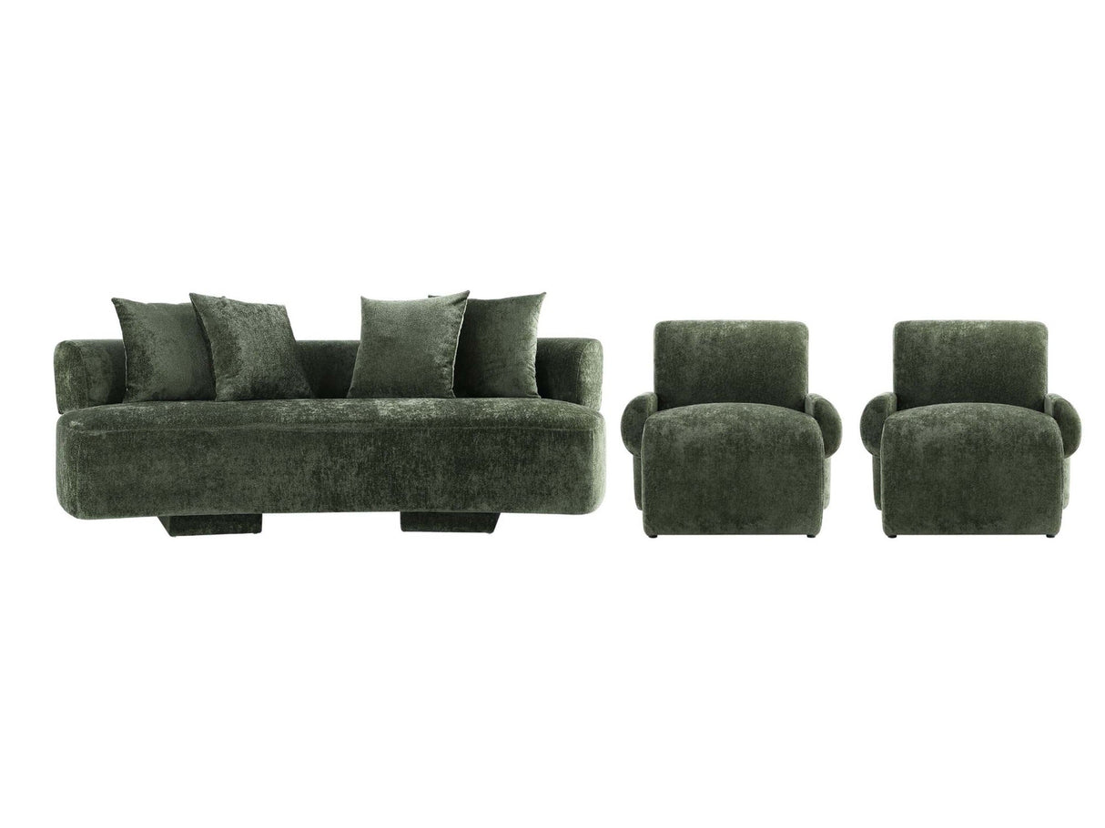 3-Piece Verandah 90.6" Sofa and 2 Accent Chairs in Olive Green by Manhattan Comfort at Eve Furniture