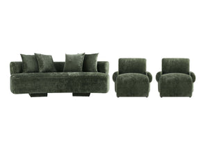 3-Piece Verandah 90.6" Sofa and 2 Accent Chairs in Olive Green by Manhattan Comfort at Eve Furniture