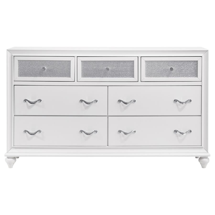 Barzini White 4-Piece Eastern King Upholstered Tufted Bedroom Set by Coaster at Eve Furniture