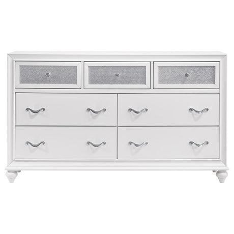 Barzini White 4-Piece Eastern King Upholstered Tufted Bedroom Set by Coaster at Eve Furniture