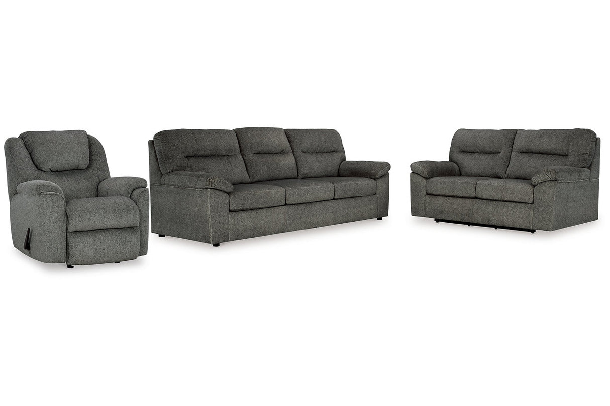 Bindura  Sofa, Glider Loveseat and Recliner