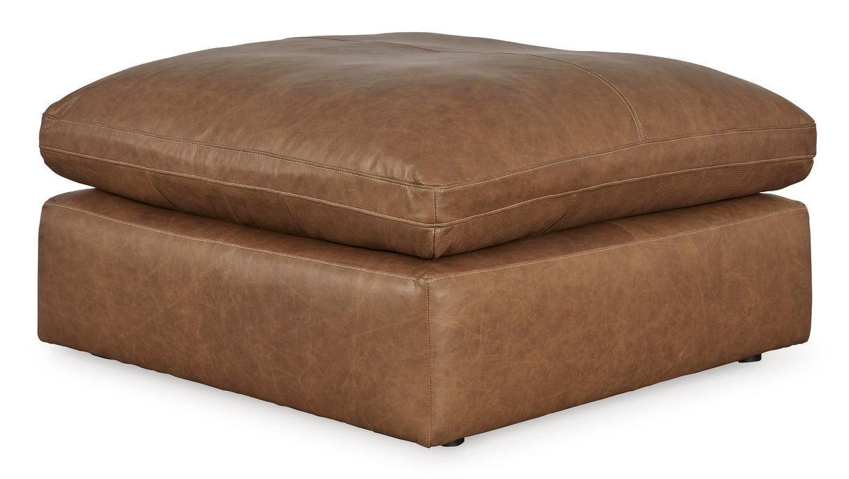 Emilia Caramel Leather 3-Piece Modular Sectional with Ottoman