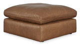 Emilia Caramel Leather 3-Piece Modular Sectional with Ottoman