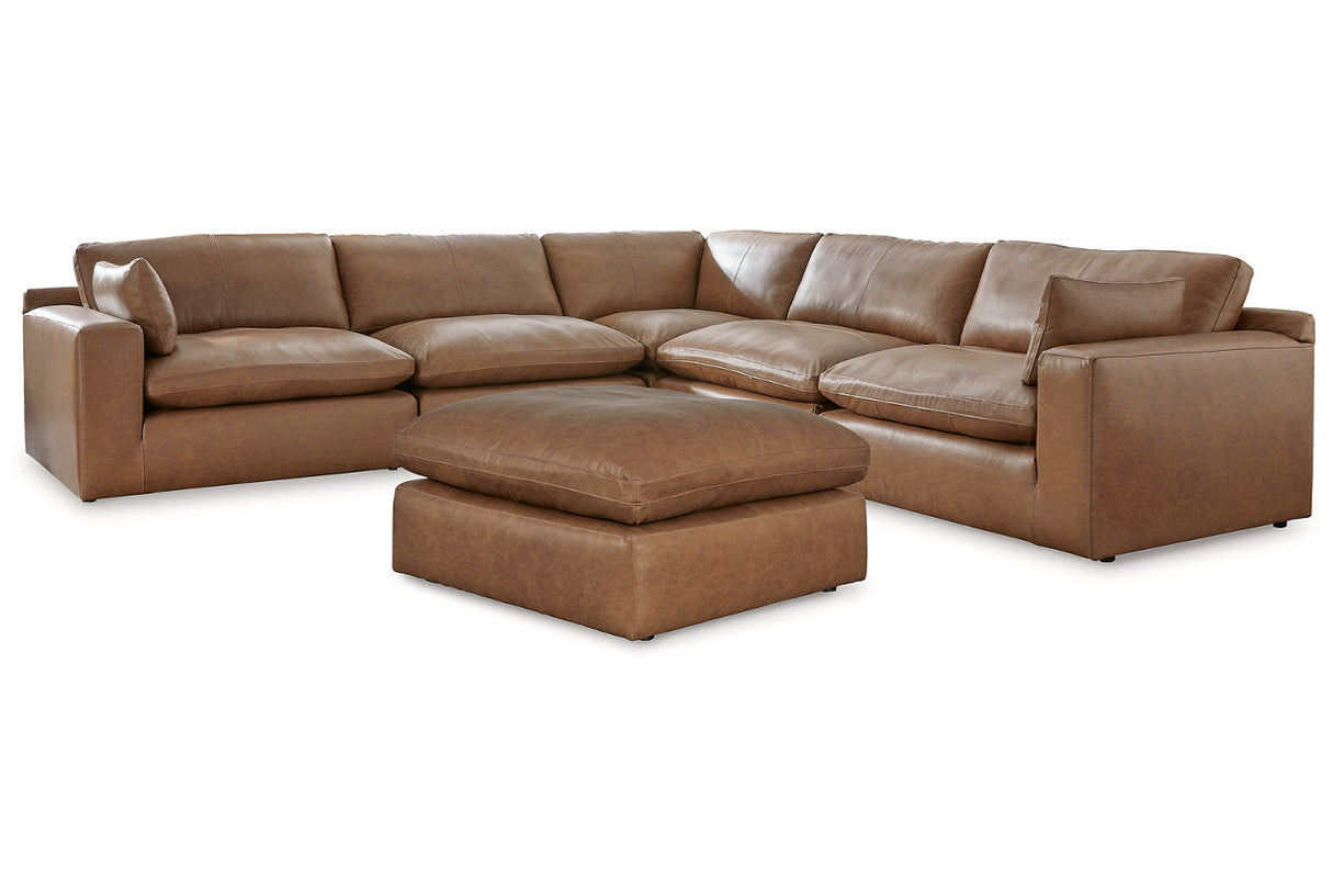 Emilia Caramel 5-Piece Sectional and Ottoman