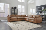 Emilia Caramel Leather 5-Piece Modular Sectional